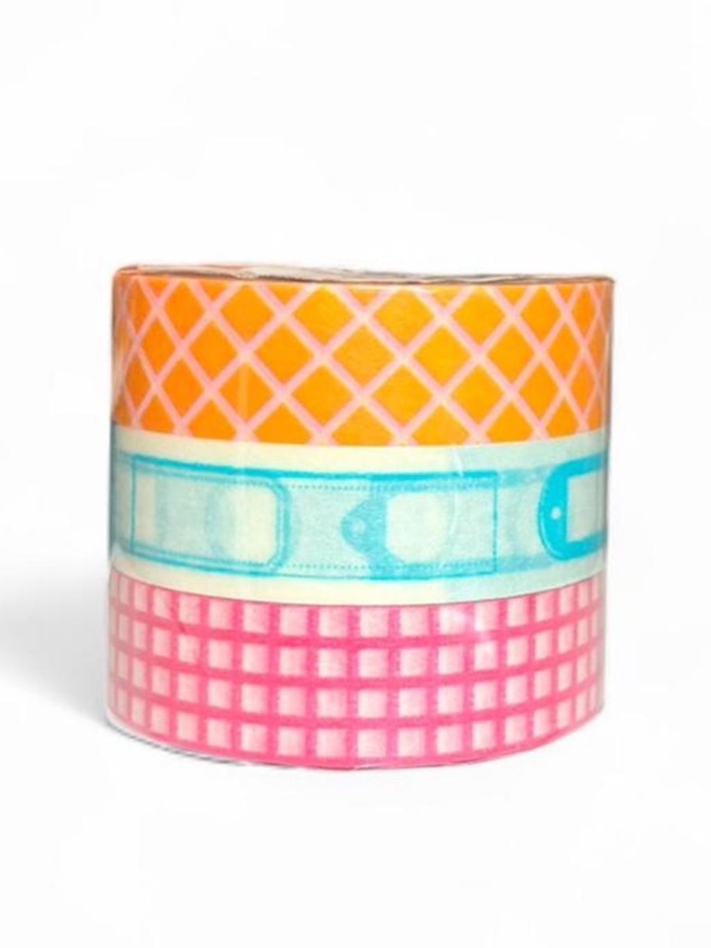 Japanese Colorful Patterned Washi Tape Trio - Orange, Teal, Pink